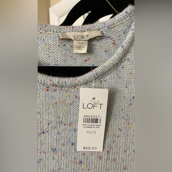 NWT LOFT Blue Confetti Flecked Tie Side Oversized (XS/S) Poncho - Picture 2 of 7